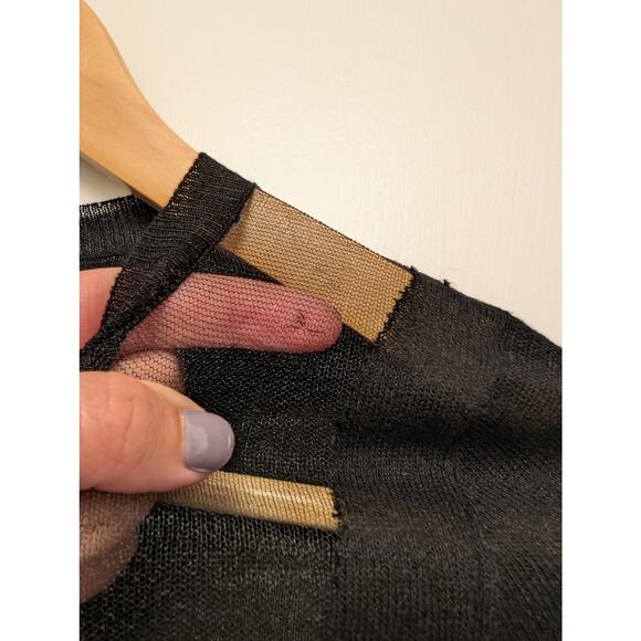 Maje Sheer Mesh Knit Jumper Sweater Black Whimsygoth Workwear Holidays - Picture 2 of 8